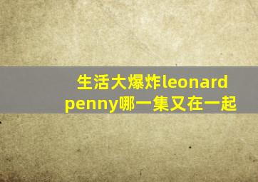 生活大爆炸leonard penny哪一集又在一起